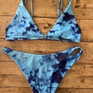 Classic Blue Bikini with Tie-Dye Pattern